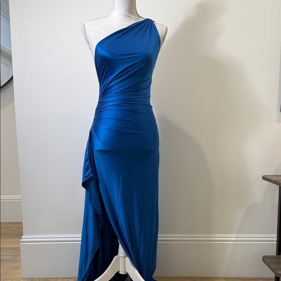 Blue One-Shoulder Dress - Picture 1 of 3